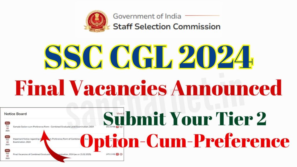 SSC CGL 2024 Final Vacancies Announced, Direct Link to Submit Your Option-cum-preference till feb 27